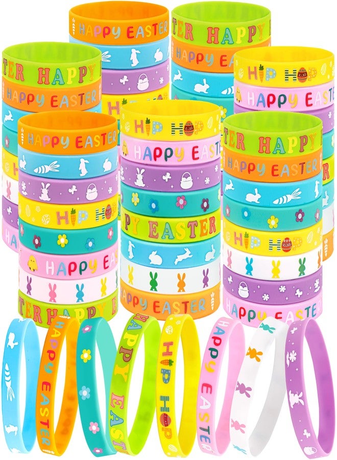 Moon Boat 74pcs Easter Basket Stuffers Wristbands for Kids, Egg Fillers Bulk , Rubber Wristband Gifts, Party Favors for Boys Girls - Image 1